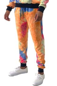COTTON TYE DYE SWEAT PANTS (Color: RED ORANGE, size: 2XL)