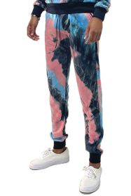 COTTON TYE DYE SWEAT PANTS (Color: BLACK BLUE, size: M)