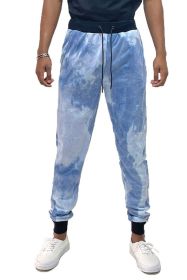 COTTON TYE DYE SWEAT PANTS (Color: WHITE BLUE, size: S)