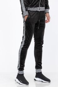 Velour Status Detail Jogger (Color: BLACK SILVER, size: XL)