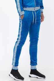 Velour Status Detail Jogger (Color: BLUE WHITE, size: 2XL)