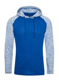 Raglan Long Sleeves Light Weight Hoodie (Color: Royal/Blue Inject, size: 2XL)