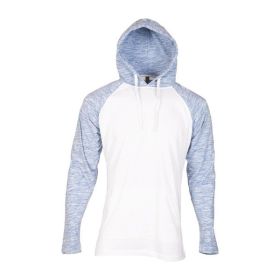 Raglan Long Sleeves Light Weight Hoodie (Color: Grey/Sky Blue, size: S)