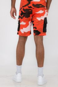 Weiv Mens Full Camo Sweat Shorts (Color: Red, size: 3XL)