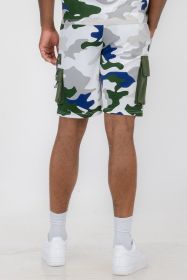 Weiv Mens Full Camo Sweat Shorts (Color: White, size: 3XL)