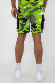 Weiv Mens Full Camo Sweat Shorts (Color: LIME, size: S)