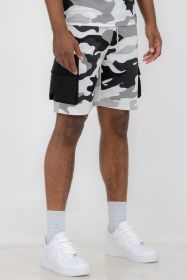Weiv Mens Full Camo Sweat Shorts (Color: Grey, size: XL)