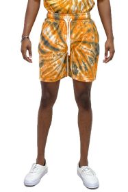 Cyclone Pinwheel Tie Dyed Shorts (Color: gold, size: 2XL)