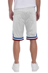 STRIPED BAND SOLID BASKETBALL SHORTS (Color: White, size: 2XL)
