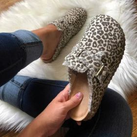 Flat Heel Round Toe Canvas Loafer Women's Vintage Clogs (Shoe Size: 9.5, Color: Leopard Print)
