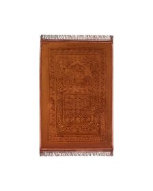 Diya Embossed and Padded Anti Slip Prayer Mat with Tassles (R00600) (Color: Orange)
