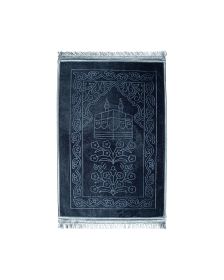 Diya Embossed and Padded Anti Slip Prayer Mat with Tassles (R00600) (Color: Dark grey)