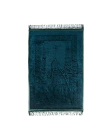 Diya Embossed and Padded Anti Slip Prayer Mat with Tassles (R00600) (Color: Green)