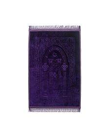 Diya Embossed and Padded Anti Slip Prayer Mat with Tassles (R00600) (Color: Purple)