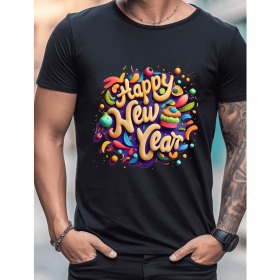 2025 New Year Cotton T-Shirt for Men - Stylish & Comfortable Short Sleeve Tee for All Seasons (Style: 45)