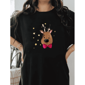 Casual Women's Cotton T-Shirt with Bow Detail - Trendy and Comfortable for Every Season (Style: 313)