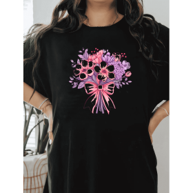Casual Women's Cotton T-Shirt with Bow Detail - Trendy and Comfortable for Every Season (Style: 348)
