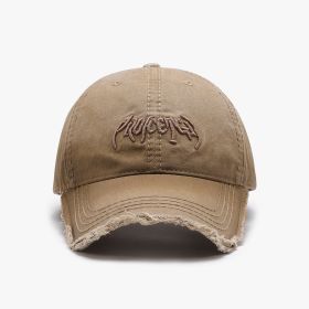 Letter Three-dimensional Embroidery Soft Top Burr Men's Baseball Cap (Option: Khaki-adjustable)