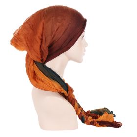 Tam-o'-shanter Hand-woven Braid Bandana Scarf Female Cap (Option: Green Orange Coffee Gradient)