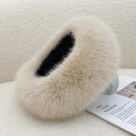Autumn And Winter Fur No Topless Hat Hair Ring Fur Thickening (Option: Light Khaki-Free Size)
