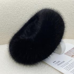 Autumn And Winter Fur No Topless Hat Hair Ring Fur Thickening (Option: Black-Free Size)