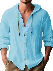 Men's Casual Long-sleeved Top (Option: Sky Blue-S)