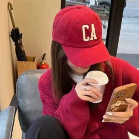 Hat Spring And Summer All-match Street Fashion Baseball Cap (Option: CA Wine Red-Adjustable)