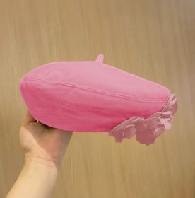 A Fashionable And Fluffy Painter's Hat That Makes Your Face Look Good (Option: Pink-One size)