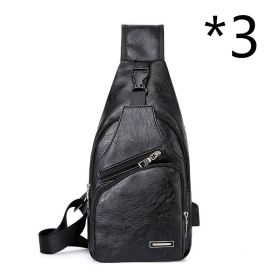 Casual Fashion Men's USB Charging Chest Bag (Option: 3pcs Black)