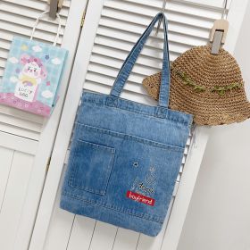Women's Simple All-match Shoulder Denim Handbag (Option: Style 1 Light Blue)
