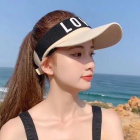 Sunlight Blocker For Summer Letter Without Top LOVED Korean (Option: Beige-Free Size Adjustable)