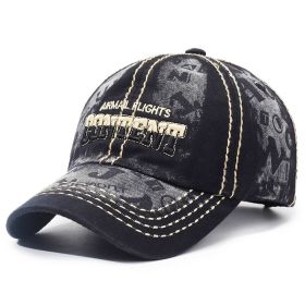 Retro Washed Baseball Cap For Men And Women Couple (Option: Black-Adjustable)