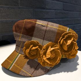 Elegant Checkered Lady's Hat (Option: Brown)