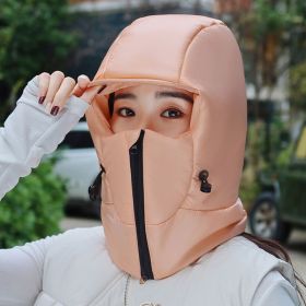 Winter Warm Hat Female Cycling Electric Car Face Care Ear Protection Scarf (Option: Pink-Free Size)