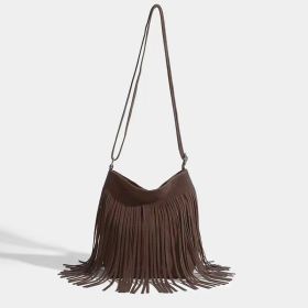 Artistic Tassel Simple And Popular Shoulder Bag (Option: Brown)