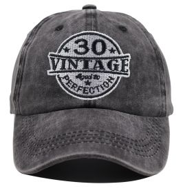 2pcs Vintage 30 Aged To Perfection Hat For Men Women, Adjustable Embroidered Wash Cotton Baseball Cap (Option: 2pcs)