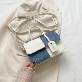 Popular Fashion Stitching Texture Portable Shoulder Messenger Bag (Option: White)