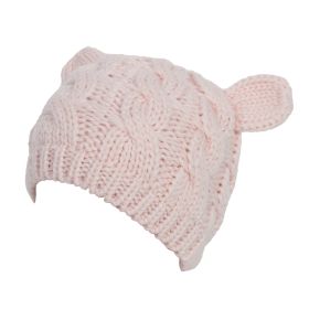 Hand Made 3D Cute Knitted Cat Ear Beanie For Winter (Option: Pink)