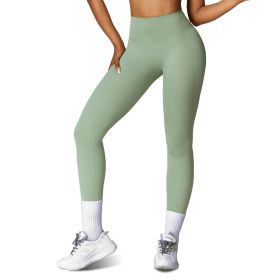 4 Sizes-5 Colors Option -- 1Pc Women's High Waist Workout Leggings Tummy Control Compression Yoga Tight Pants Gym Pants Athletic Running Leggings With (Option: XL-Green)
