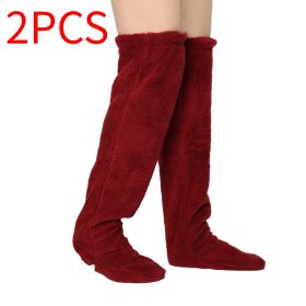 Vacuum Packaging Goose Down Leg Socks (Option: Wine Red 2PCS-Average Size)