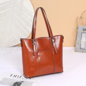 Big Bag Genuine Leather  Capacity Cowhide Messenger Bag Female Hand-held Tote (Option: Sugar Brown)
