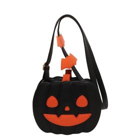 Halloween Bags Funny Pumpkin Cartoon Shoulder Crossbody Bag With Bat Personalized Creative Female Bag (Option: Black2)