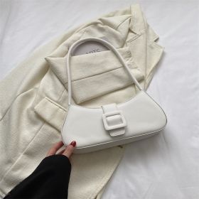 Western Style Shoulder Texture Crossbody Underarm Small Square Bag (Option: White)