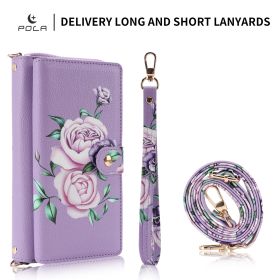 Crossbody Wallet Case For Phone 17 Pro Max 6.9 Inch Magnetic Detachable Floral PU Leather Phone Case With RFID Blocking Card Holder Wristlet Mirror Fl (Option: X13443D)