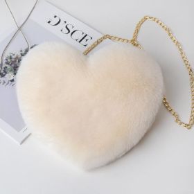 Love Bags For Women Plush Chain Shoulder Bags Valentine's Day Party Bag (Option: Off white)
