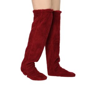 Vacuum Packaging Goose Down Leg Socks (Option: Wine Red-Average Size)