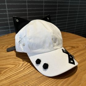 A Niche Baseball Cap With Three-dimensional Cat Ears (Option: White)