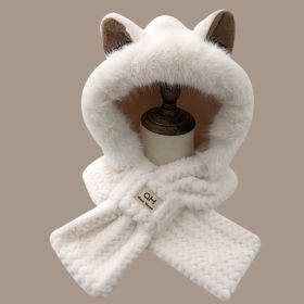Autumn And Winter Cute Furry Fox Ear Hat (Option: White-Free Size)