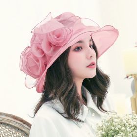 Women's Sun Hat Mesh Bowler Hat Organza Summer Sun Hat (Option: Pink Purple-Free Size)