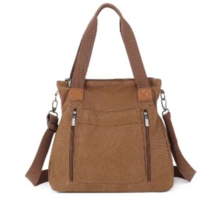 Women Totes All-match Portable Large-capacity Female Canvas Bag Female Casual Shoulder Bags (Option: Coffee)